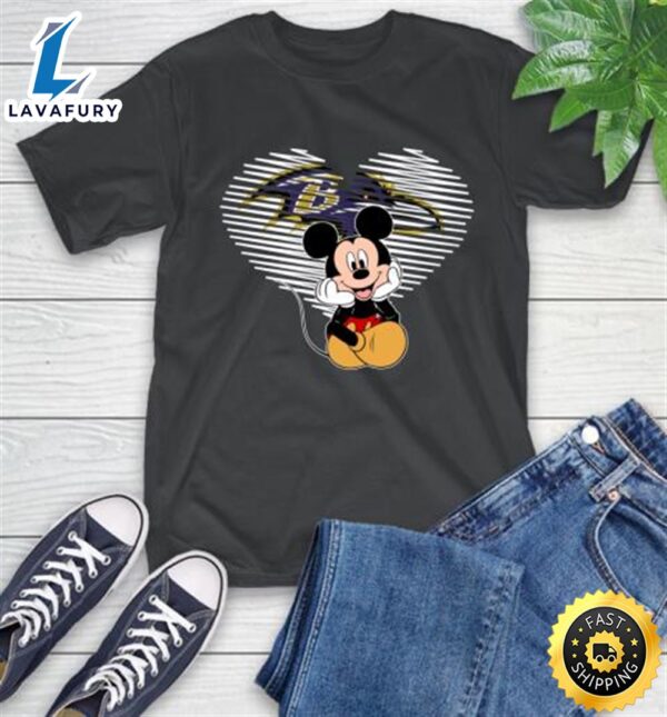 NFL Baltimore Ravens The Heart Mickey Mouse Disney Football T Shirt