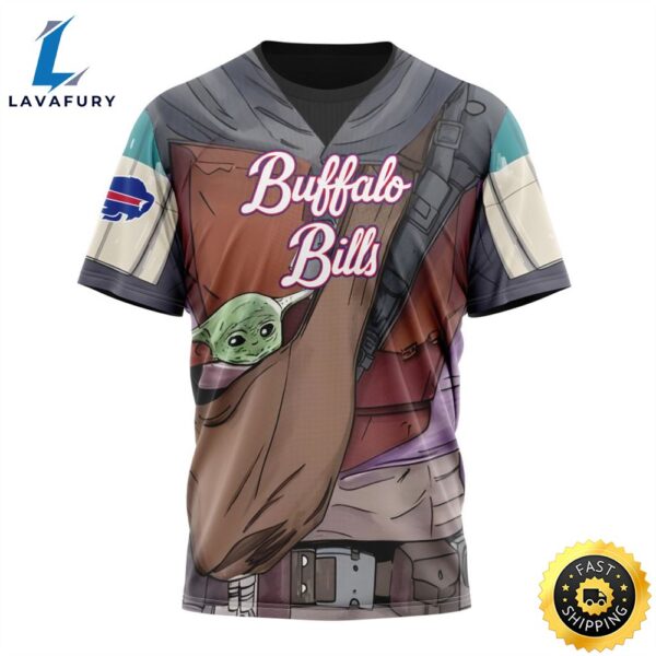 NFL Buffalo Bills Custom Name Number Mandalorian And Baby Yoda T-Shirt