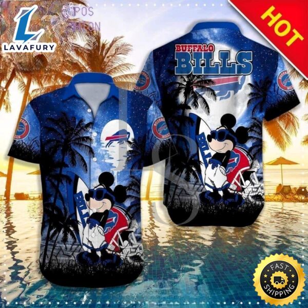 NFL Buffalo Bills Hawaiian Shirt Disney Mickey Mouse Palm Tree, NFL Hawaiian Shirt