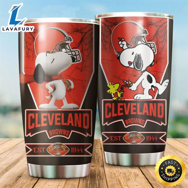 NFL Cleveland Browns Snoopy All Over Print 3D Tumbler