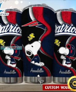 NFL Custom New England Patriots Snoopy Player Curved Pattern Tumbler