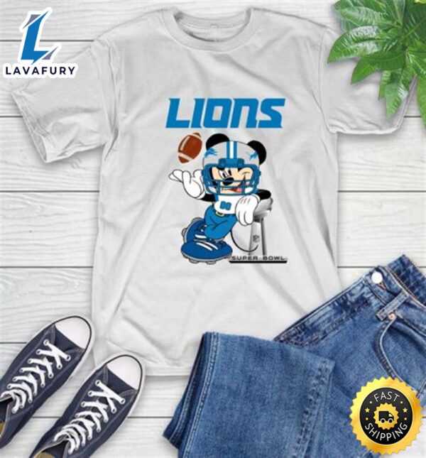 NFL Detroit Lions Mickey Mouse Disney Super Bowl Football T Shirt
