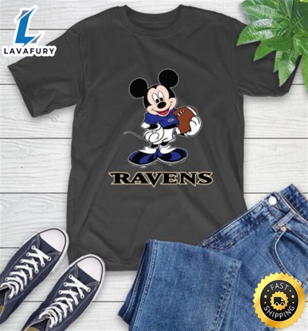 NFL Football Baltimore Ravens Cheerful Mickey Mouse Shirt