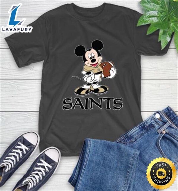 NFL Football New Orleans Saints Cheerful Mickey Mouse Shirt