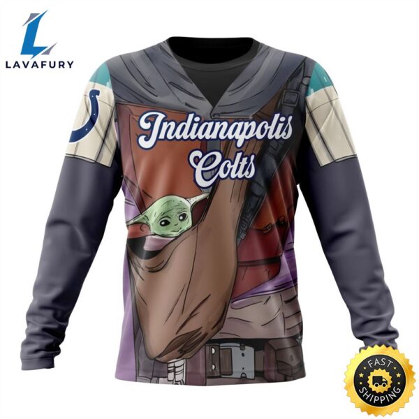 NFL Indianapolis Colts Custom Name Number Mandalorian And Baby Yoda Sweatshirt