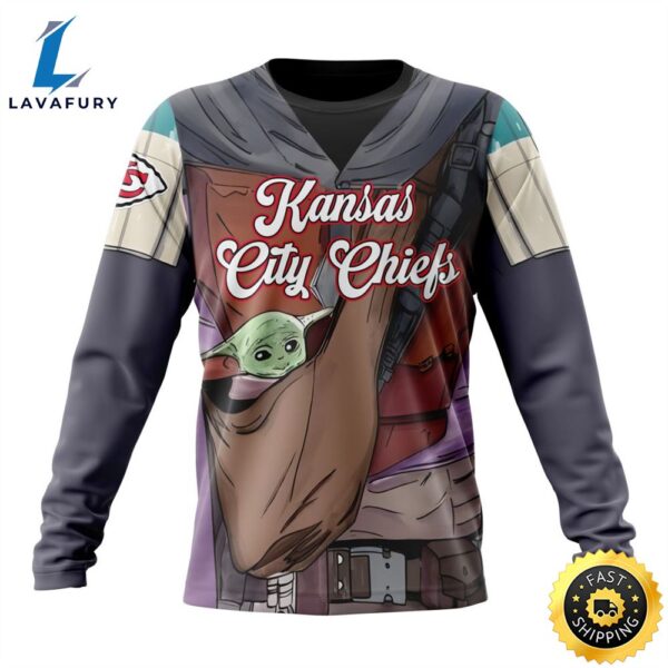 NFL Kansas City Chiefs Custom Name Number Mandalorian And Baby Yoda Sweatshirt