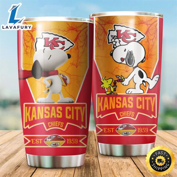 NFL Kansas City Chiefs Snoopy All Over Print 3D Tumbler