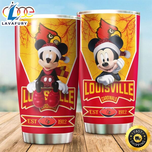 NFL Louisville Cardinals Mickey Mouse All Over Print 3D Tumbler