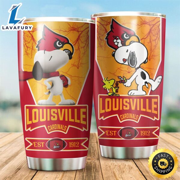 NFL Louisville Cardinals Snoopy All Over Print 3D Tumbler
