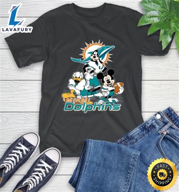 NFL Miami Dolphins Mickey Mouse Donald Duck Goofy Football Shirt