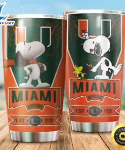 NFL Miami Hurricanes Snoopy All Over Print 3D Tumbler