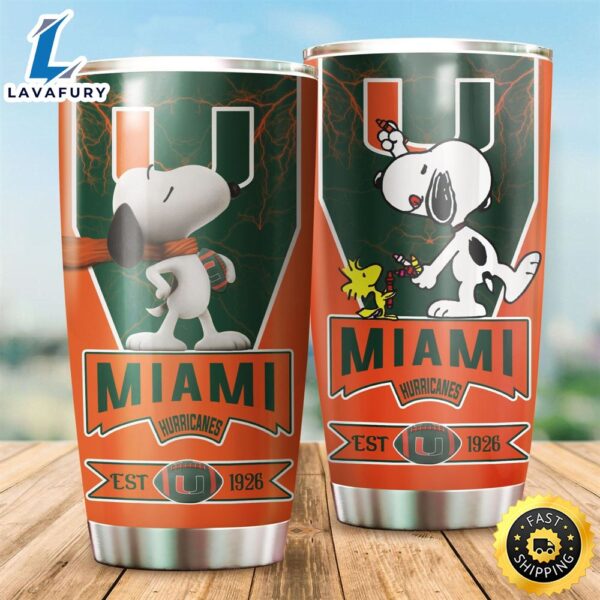 NFL Miami Hurricanes Snoopy All Over Print 3D Tumbler