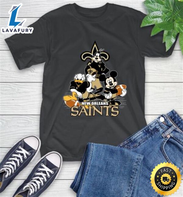 NFL New Orleans Saints Mickey Mouse Donald Duck Goofy Football Shirt