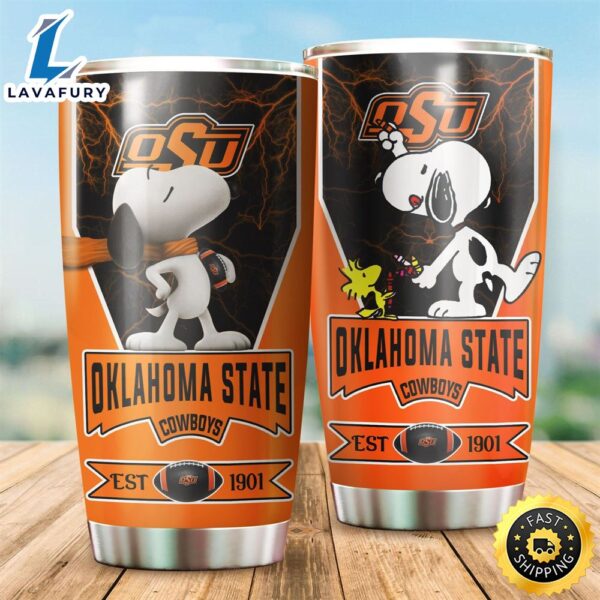 NFL Oklahoma State Cowboys Snoopy All Over Print 3D Tumbler