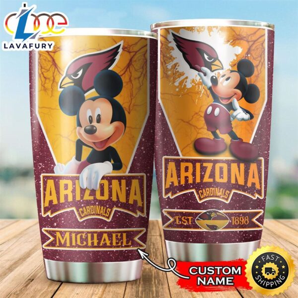 NFL Personalized Arizona Cardinals Mickey Mouse All Over Print 3D Tumbler