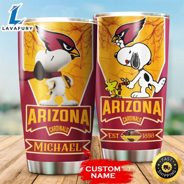 NFL Personalized Arizona Cardinals Snoopy All Over Print 3D Tumbler