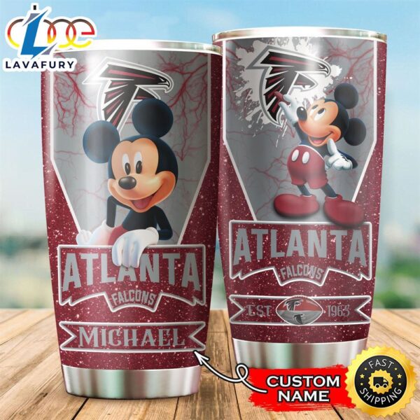 NFL Personalized Atlanta Falcons Mickey Mouse All Over Print 3D Tumbler