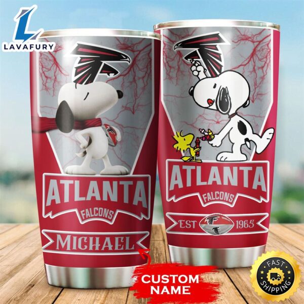 NFL Personalized Atlanta Falcons Snoopy All Over Print 3D Tumbler