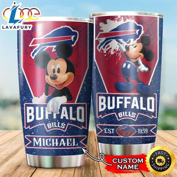 NFL Personalized Buffalo Bills Mickey Mouse All Over Print 3D Tumbler