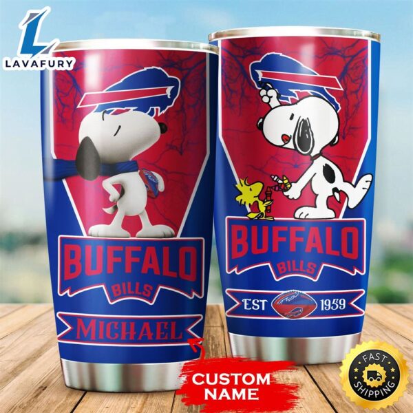 NFL Personalized Buffalo Bills Snoopy All Over Print 3D Tumbler