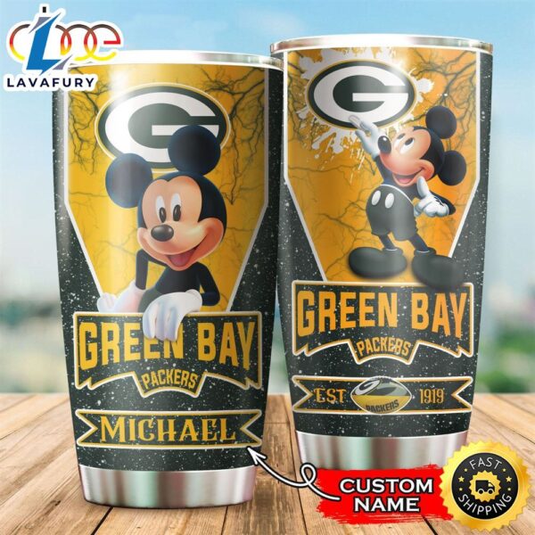 NFL Personalized Green Bay Packers Mickey Mouse All Over Print 3D Tumbler