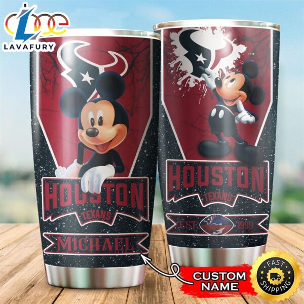 NFL Personalized Houston Texans Mickey Mouse All Over Print 3D Tumbler