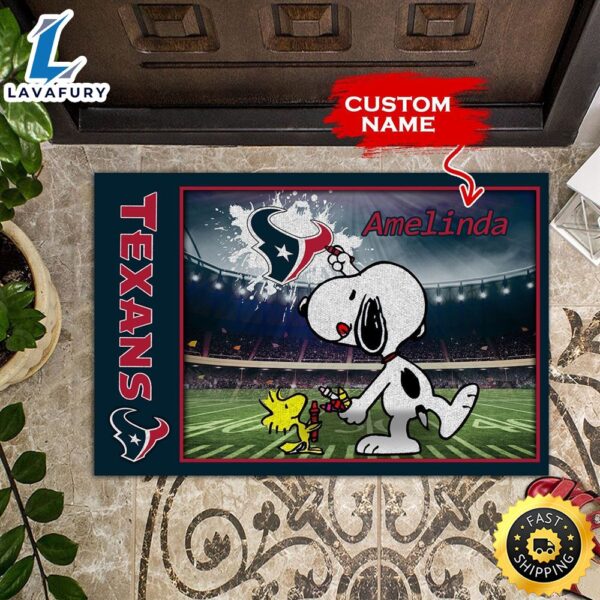 NFL Personalized Houston Texans Snoopy All Over Print 3D Doormats