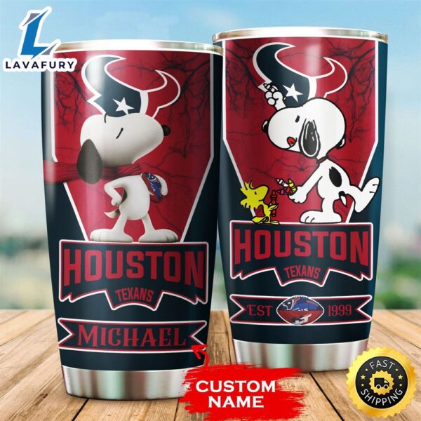 NFL Personalized Houston Texans Snoopy All Over Print 3D Tumbler