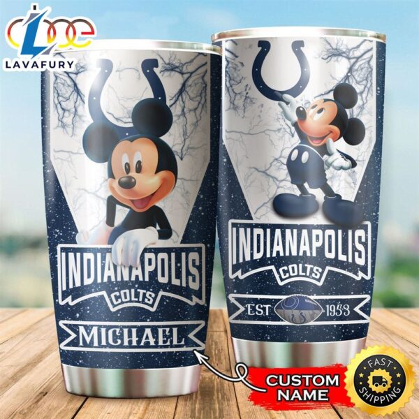 NFL Personalized Indianapolis Colts Mickey Mouse All Over Print 3D Tumbler