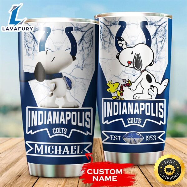 NFL Personalized Indianapolis Colts Snoopy All Over Print 3D Tumbler