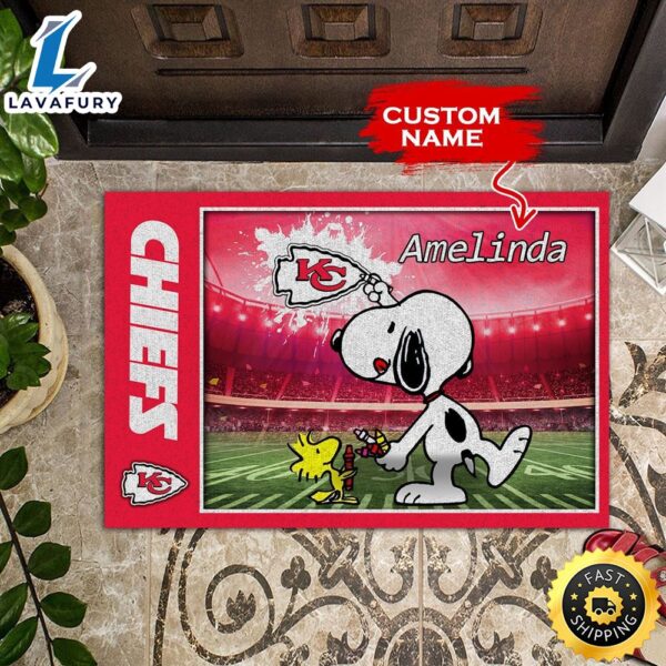NFL Personalized Kansas City Chiefs Snoopy All Over Print 3D Doormats