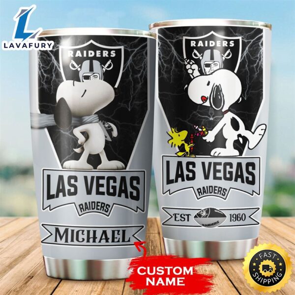 NFL Personalized Las Vegas Raiders Snoopy All Over Print 3D Tumbler