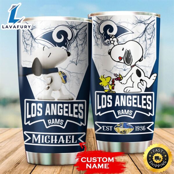 NFL Personalized Los Angeles Rams Snoopy All Over Print 3D Tumbler