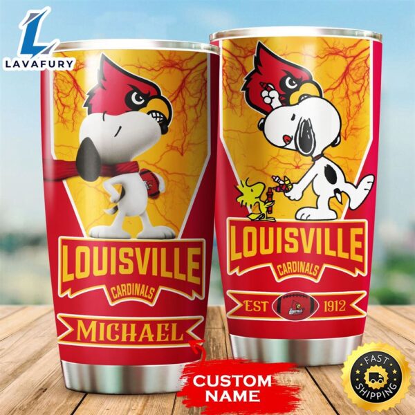 NFL Personalized Louisville Cardinals Snoopy All Over Print 3D Tumbler