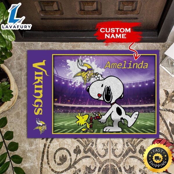 NFL Personalized Minnesota Snoopy Vikings All Over Print 3D Doormats
