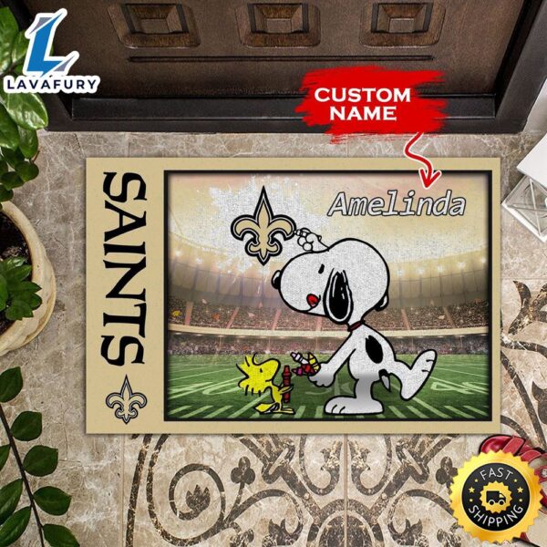 NFL Personalized New Orleans Saints Snoopy All Over Print 3D Doormats
