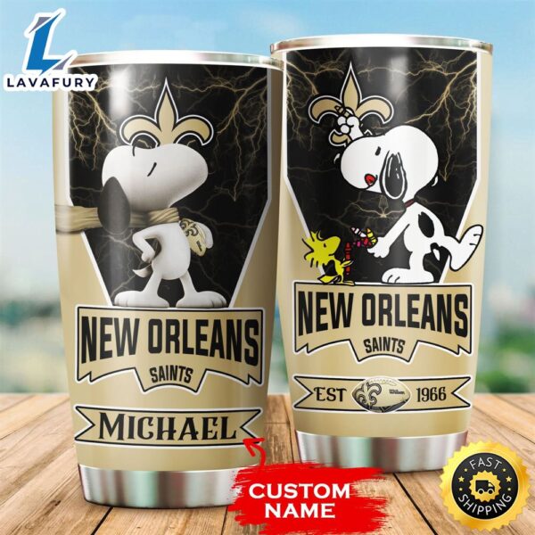 NFL Personalized New Orleans Saints Snoopy All Over Print 3D Tumbler