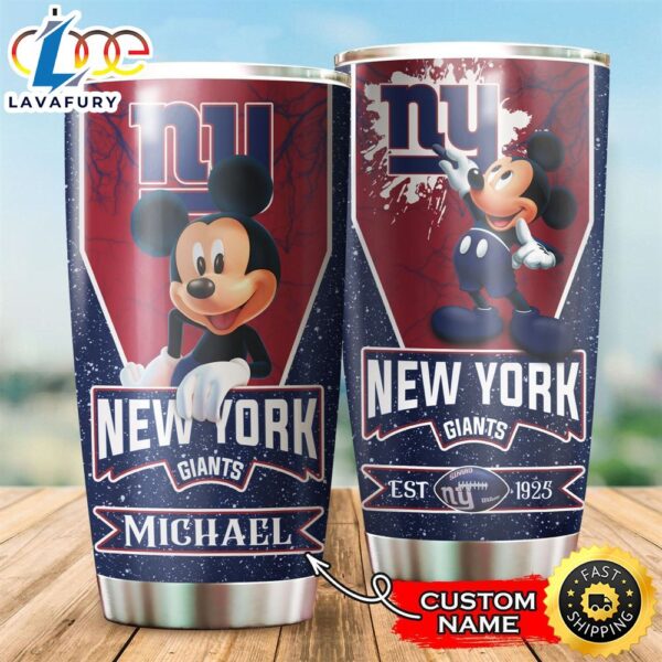 NFL Personalized New York Giants Mickey Mouse All Over Print 3D Tumbler
