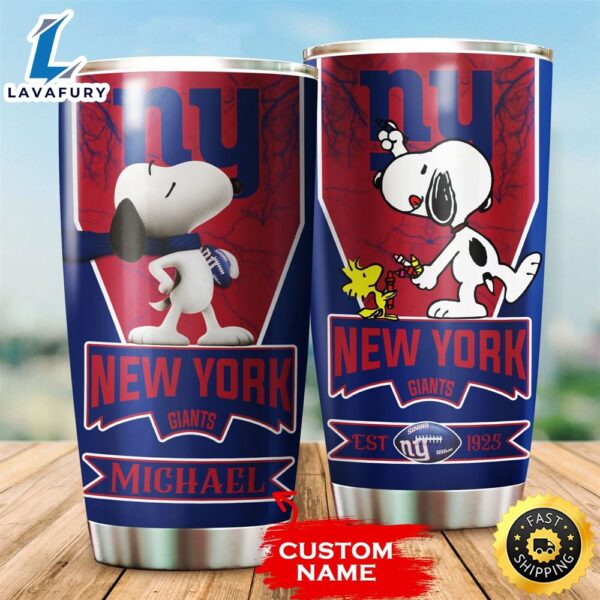NFL Personalized New York Giants Snoopy All Over Print 3D Tumbler
