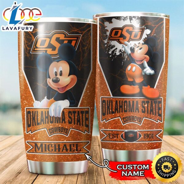 NFL Personalized Oklahoma State Cowboys Mickey Mouse All Over Print 3D Tumbler