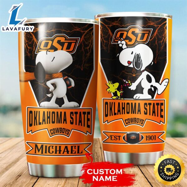 NFL Personalized Oklahoma State Cowboys Snoopy All Over Print 3D Tumbler