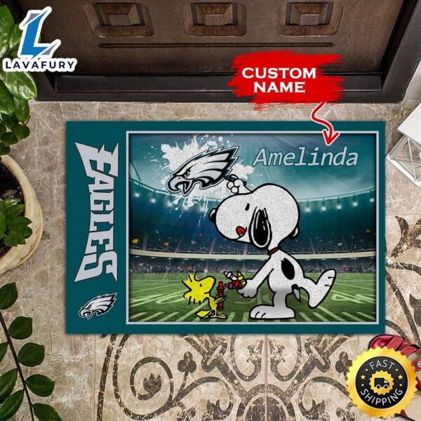 NFL Personalized Philadelphia Eagles Snoopy All Over Print 3D Doormats
