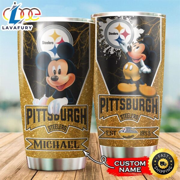 NFL Personalized Pittsburgh Steelers Mickey Mouse All Over Print 3D Tumbler