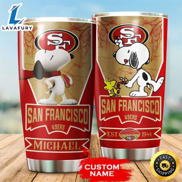 NFL Personalized San Francisco 49ers Snoopy All Over Print 3D Tumbler