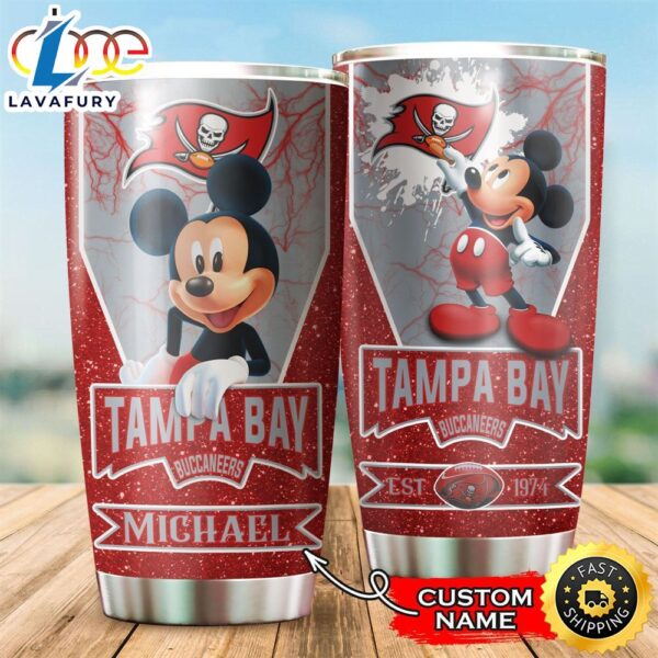 NFL Personalized Tampa Bay Buccaneers Mickey Mouse All Over Print 3D Tumbler