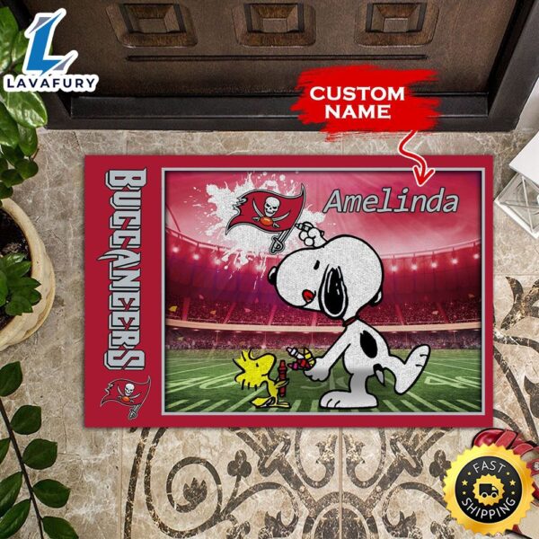 NFL Personalized Tampa Bay Buccaneers Snoopy All Over Print 3D Doormats