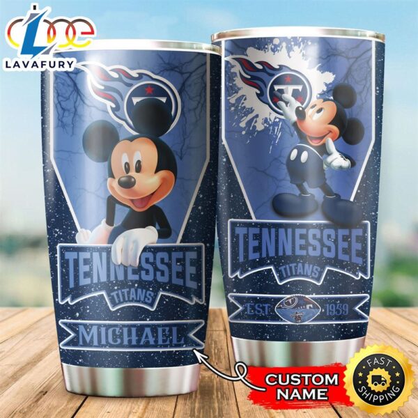 NFL Personalized Tennessee Titans Mickey Mouse All Over Print 3D Tumbler