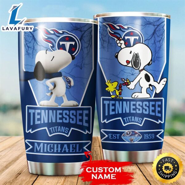 NFL Personalized Tennessee Titans Snoopy All Over Print 3D Tumbler