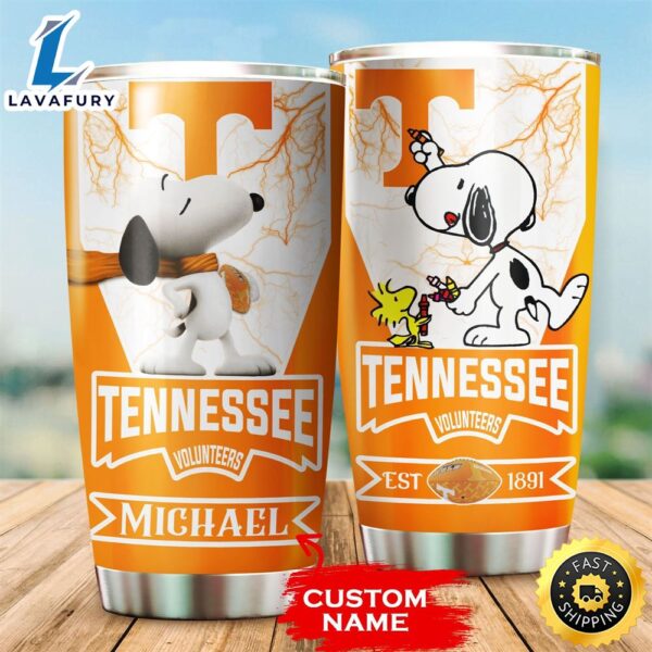 NFL Personalized Tennessee Volunteers Snoopy All Over Print 3D Tumbler