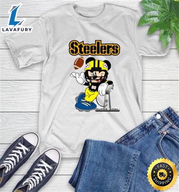 NFL Pittsburgh Steelers Mickey Mouse Disney Super Bowl Football T Shirt